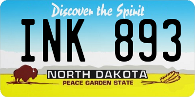 ND license plate INK893