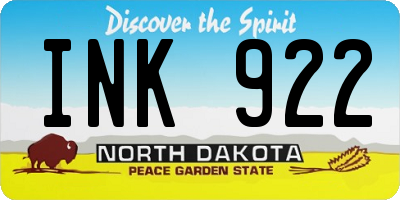 ND license plate INK922