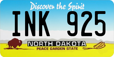 ND license plate INK925
