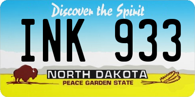 ND license plate INK933