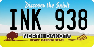 ND license plate INK938