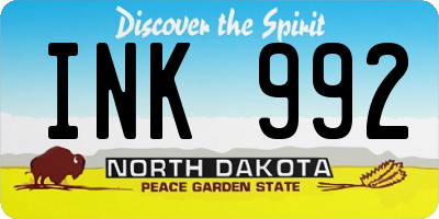 ND license plate INK992