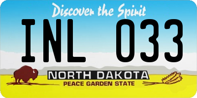 ND license plate INL033