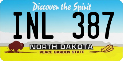 ND license plate INL387