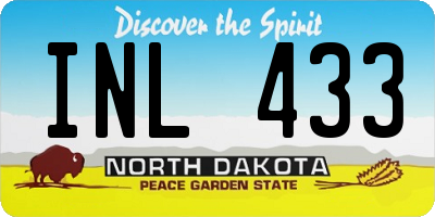 ND license plate INL433