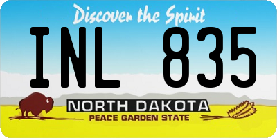 ND license plate INL835