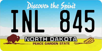 ND license plate INL845