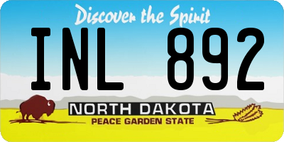ND license plate INL892