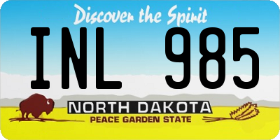 ND license plate INL985