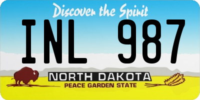 ND license plate INL987