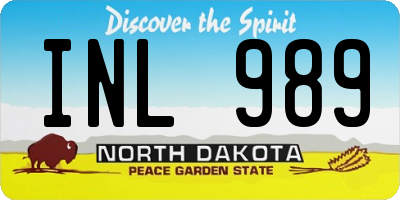 ND license plate INL989
