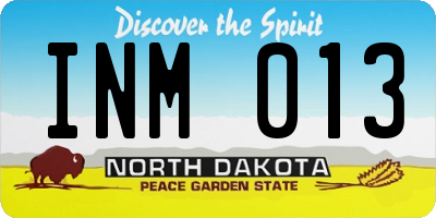 ND license plate INM013