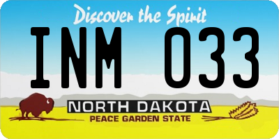 ND license plate INM033