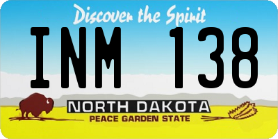 ND license plate INM138