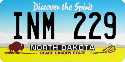 ND license plate INM229