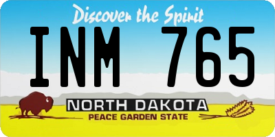 ND license plate INM765