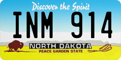 ND license plate INM914