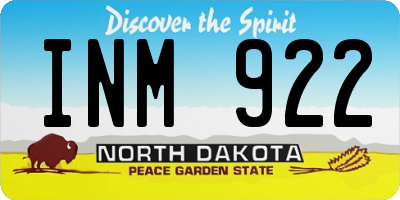 ND license plate INM922