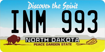 ND license plate INM993
