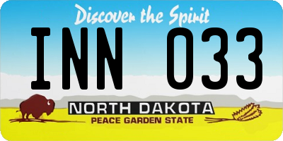 ND license plate INN033