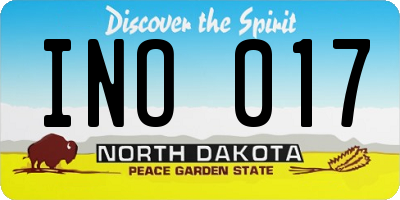 ND license plate INO017