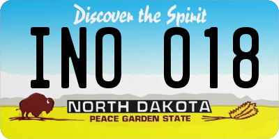 ND license plate INO018