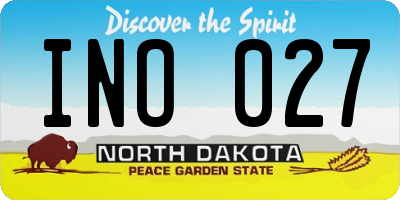 ND license plate INO027