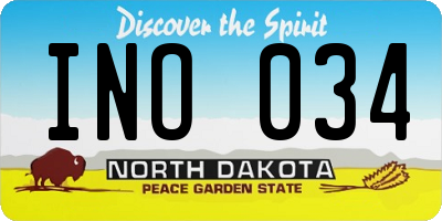 ND license plate INO034