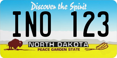 ND license plate INO123