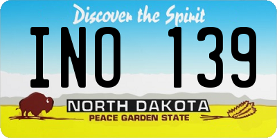 ND license plate INO139