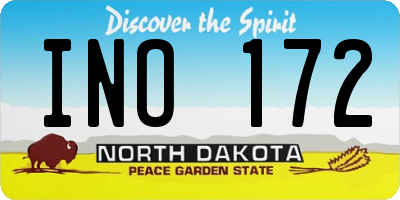 ND license plate INO172
