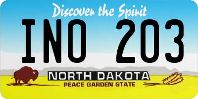 ND license plate INO203