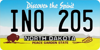 ND license plate INO205