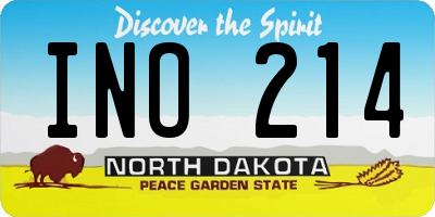 ND license plate INO214