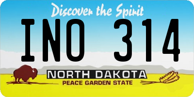 ND license plate INO314