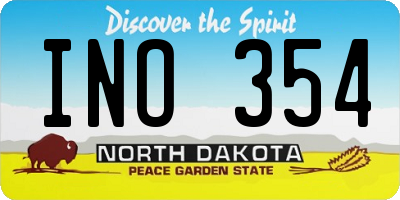 ND license plate INO354