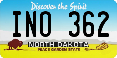 ND license plate INO362