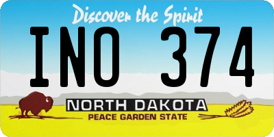 ND license plate INO374