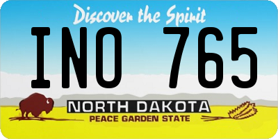 ND license plate INO765