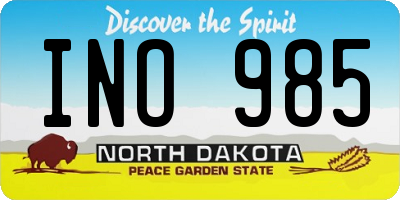 ND license plate INO985