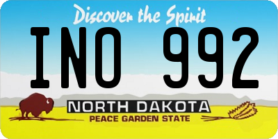 ND license plate INO992
