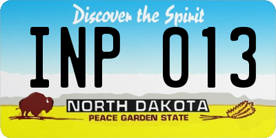 ND license plate INP013