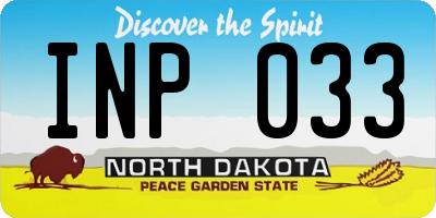 ND license plate INP033