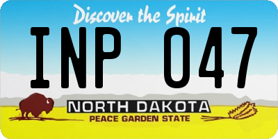 ND license plate INP047