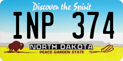 ND license plate INP374