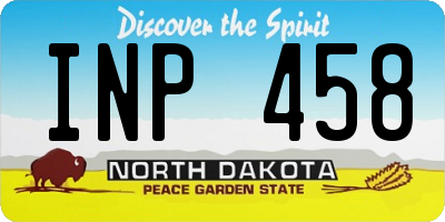 ND license plate INP458