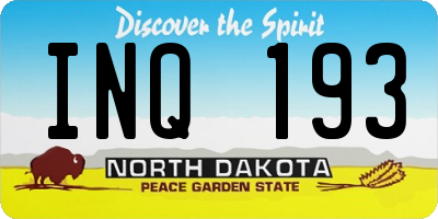 ND license plate INQ193