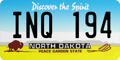 ND license plate INQ194