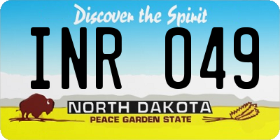 ND license plate INR049