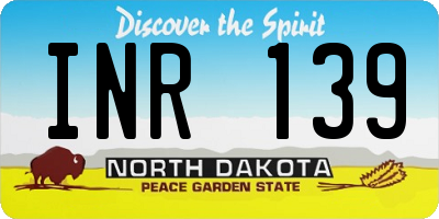 ND license plate INR139